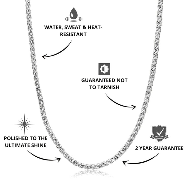 Silver Wheat Chain 3mm - USPs -VIRAGE London