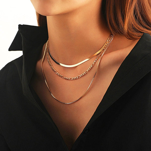 Snake Figaro & Box Layered Set Gold - VIRAGE London