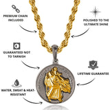 Gun Metal & Gold St Christopher Pendant - VIRAGE London