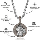 Gun Metal & Silver St Christopher Pendant - VIRAGE London