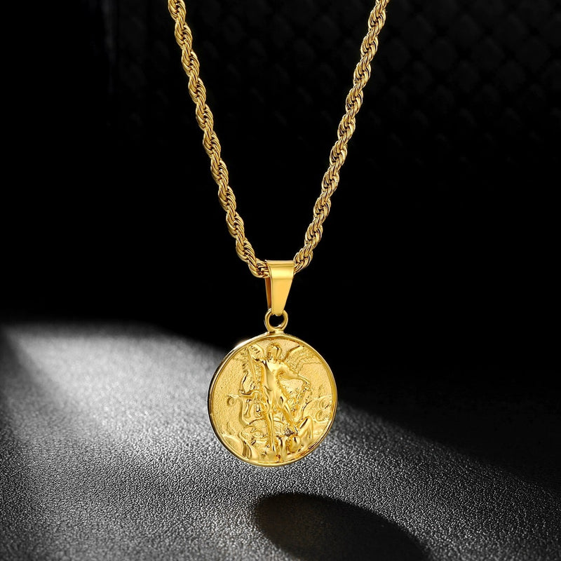 Gold St Michael Pendant - VIRAGE London