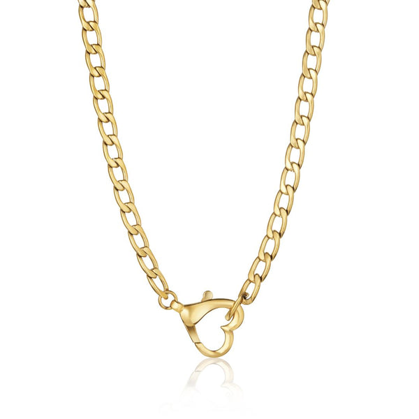 Statement Heart Chain Necklace Gold - VIRAGE London
