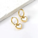 White Quartz Heart Huggie Earrings Gold - VIRAGE London
