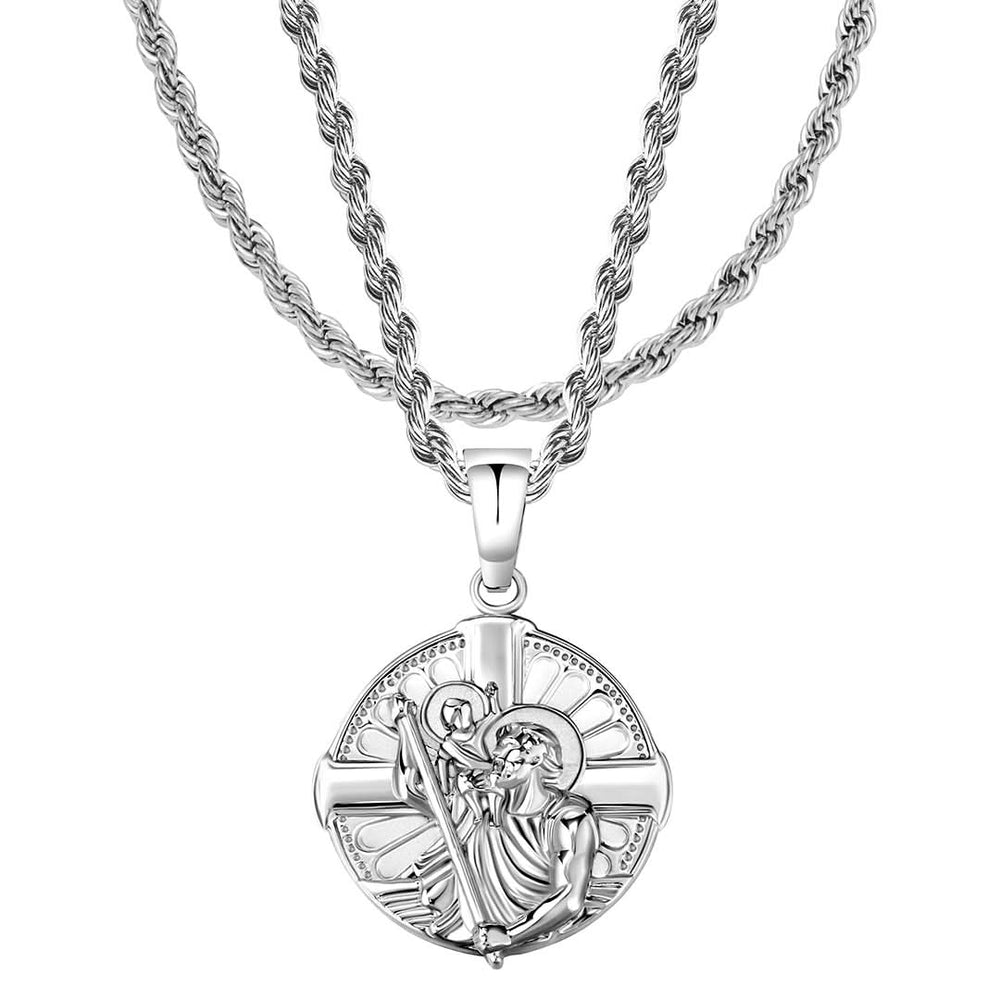 Men's Silver St Christopher Pendant LE x Rope Set | VIRAGE London