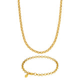 Gold Belcher Chain & Bracelet Set 5mm - VIRAGE London, 70100001010525