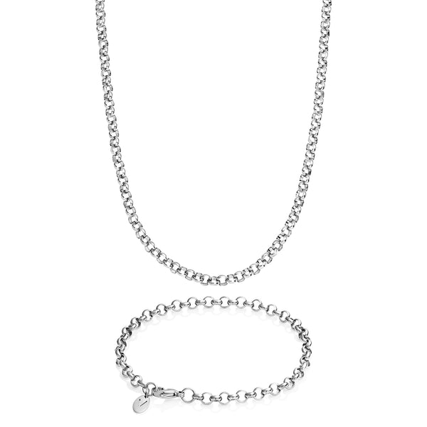 Silver Belcher Chain & Bracelet Set 5mm - VIRAGE London, 70100001020525