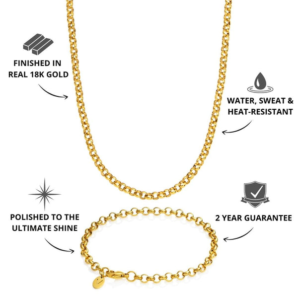 Gold Belcher Chain & Bracelet Set 5mm - USP's - VIRAGE London, 70100001010525