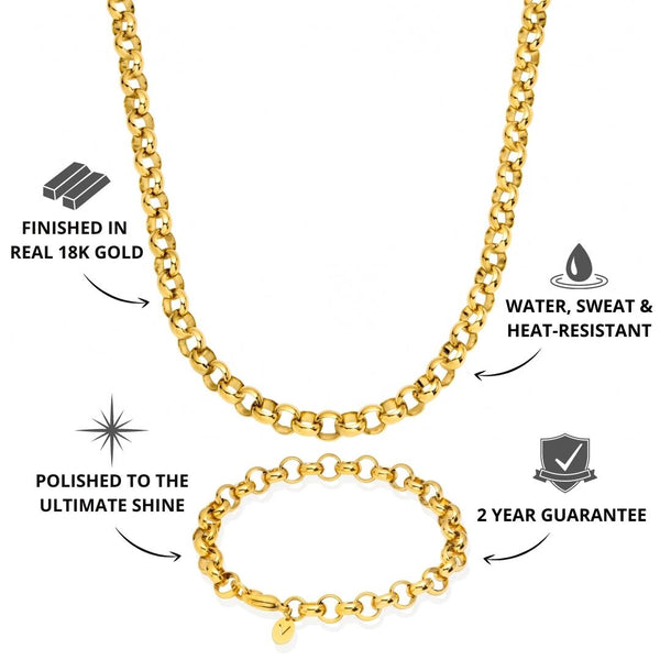 Gold Belcher Chain & Bracelet Set 8mm - USP's - VIRAGE London, 70100001010825