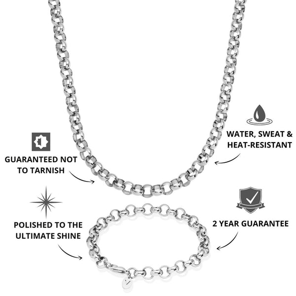 Silver Belcher Chain & Bracelet Set 8mm - USP's - VIRAGE London, 70100001020525