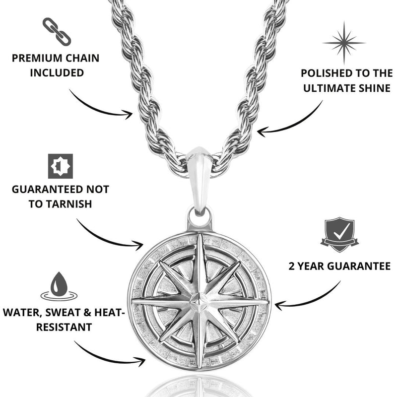 Silver Compass Pendant - USPs - VIRAGE London