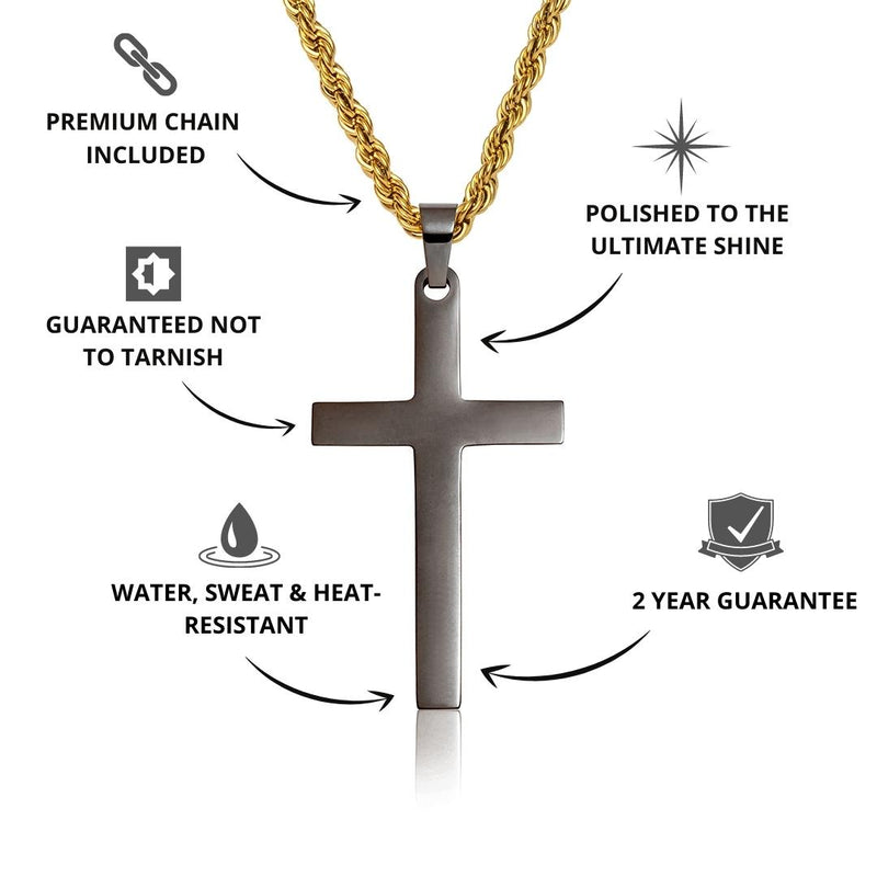 Gun Metal & Gold Cross Pendant - USPs - VRAGE London