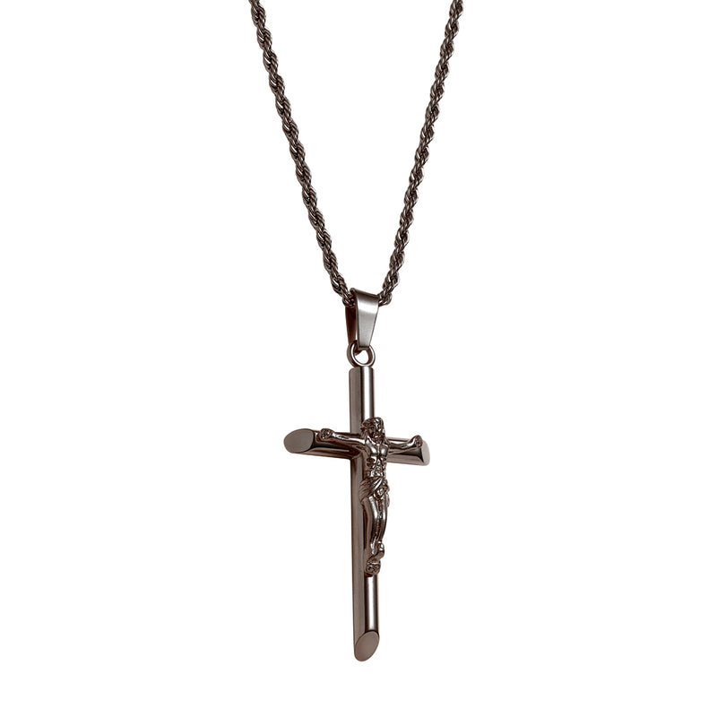 Gun Metal Crucifix Pendant - VIRAGE London