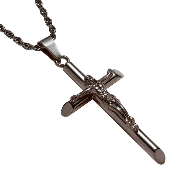 Gun Metal Crucifix Pendant - VIRAGE London