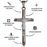 Gun Metal & Silver Crucifix Pendant - USPs - VIRAGE London