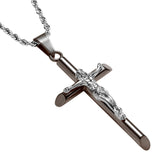 Gun Metal & Silver Crucifix Pendant - VIRAGE London