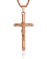 Crucifix Pendant Rose Gold Crop - VIRAGE London