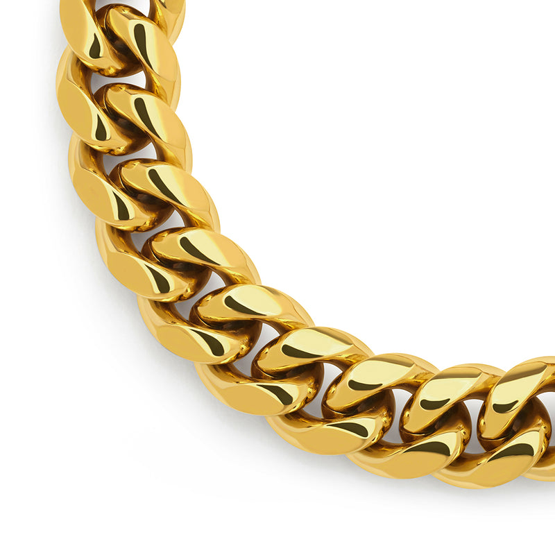 Gold Cuban Bracelet 12mm - VIRAGE London, 40010001011207