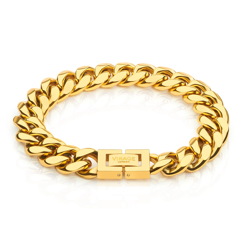 Gold Cuban Bracelet 12mm - VIRAGE London, 40010001011207