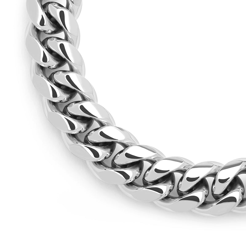 Silver Cuban Bracelet 12mm - VIRAGE London, 40010001021207