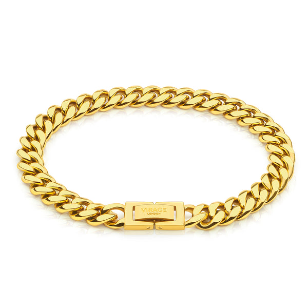 Gold Cuban Bracelet 8mm - VIRAGE London, 40010001010807