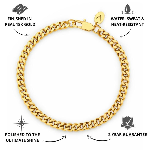 Gold Cuban Bracelet 5mm - USP's - VIRAGE London, 40010001010507