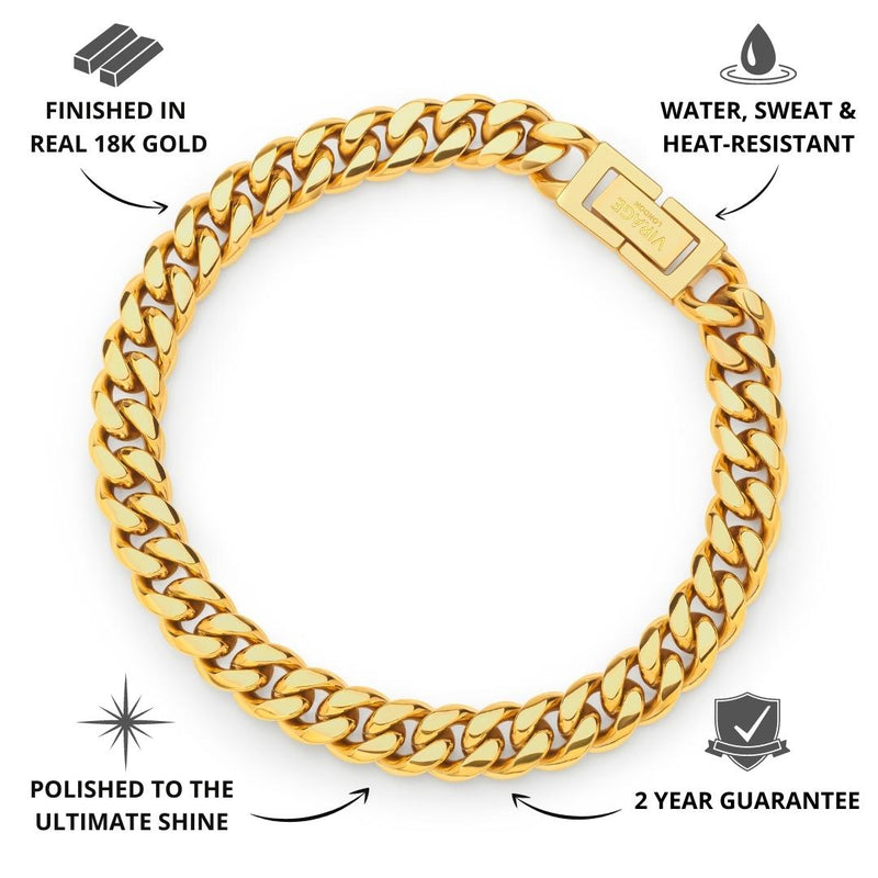 Gold Cuban Bracelet 8mm - USP's - VIRAGE London, 40010001010807