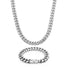 Silver Cuban Chain & Bracelet Set 12mm - VIRAGE London, 70010001021225