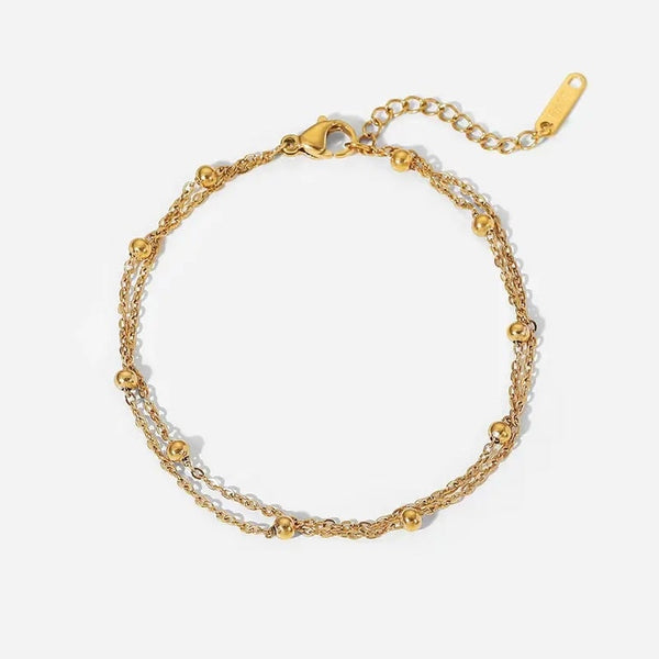 Double Beaded Ball Bracelet Gold - VIRAGE London