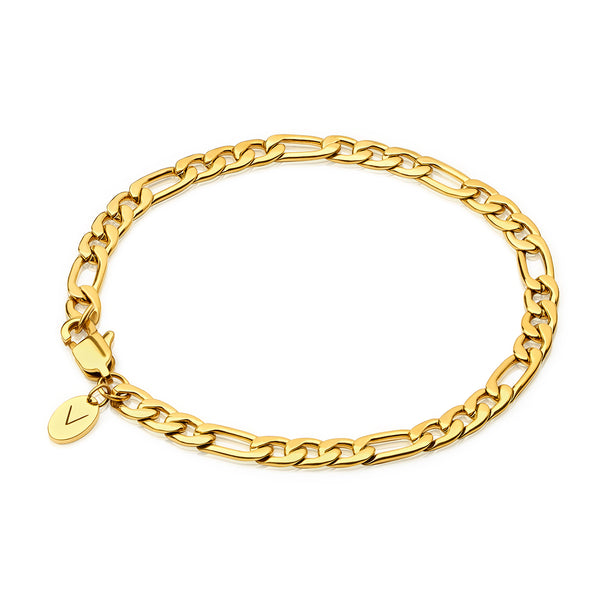 Gold Figaro Bracelet 5mm - VIRAGE London, 40040001010507
