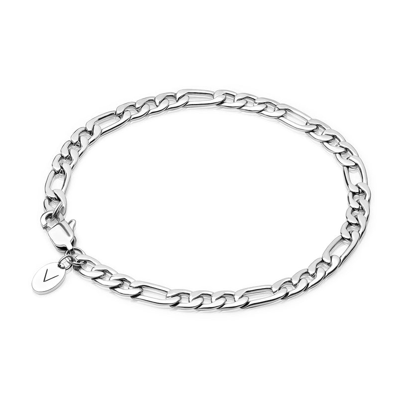 Silver Figaro Bracelet 5mm - VIRAGE London, 40040001020507