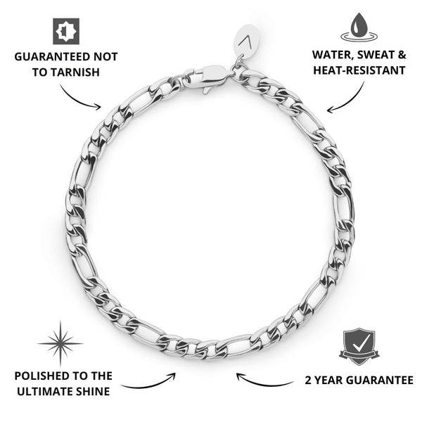 Silver Figaro Bracelet 5mm - USP's - VIRAGE London, 40040001020507