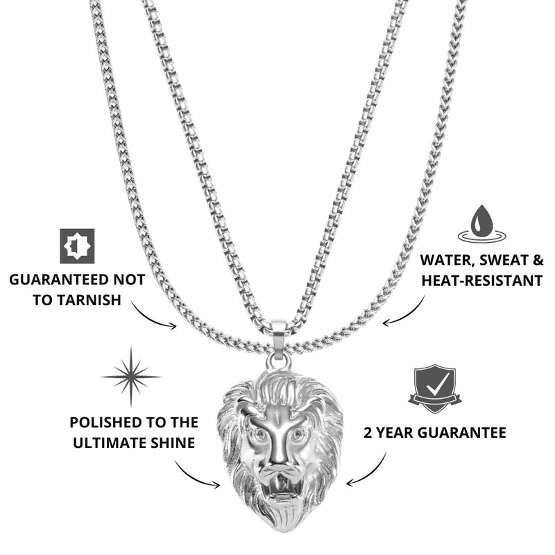 Silver Lion Pendant & Franco Chain Set - USP's - VIRAGE London, 1111