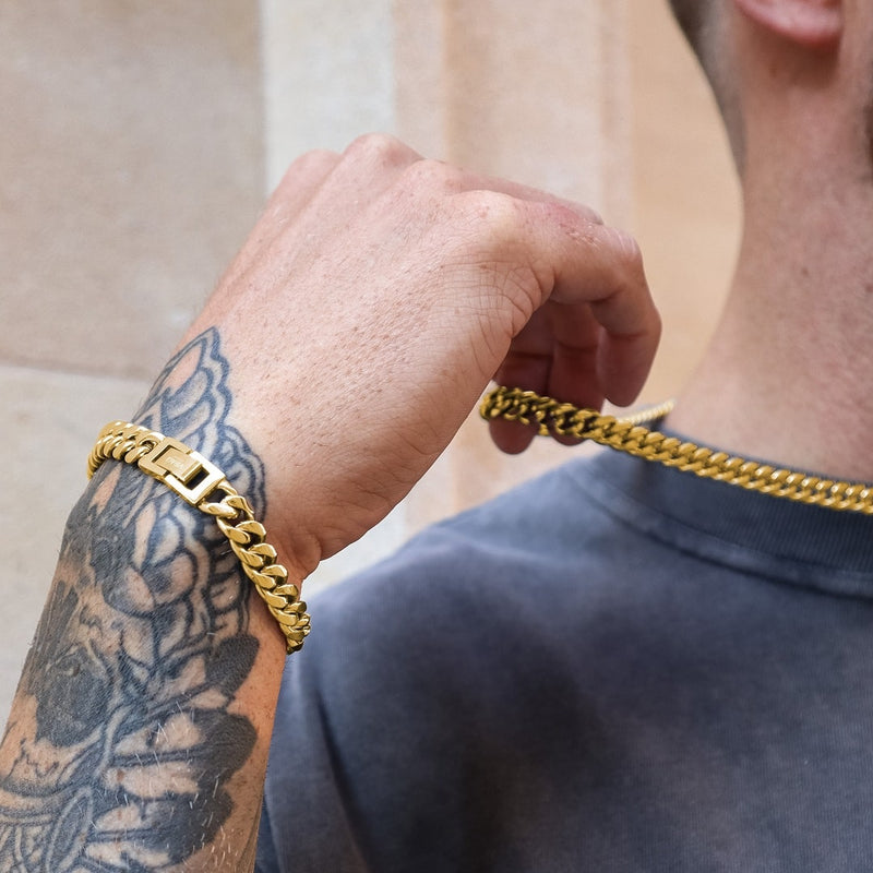 Gold Cuban Bracelet 8mm - VIRAGE London, 40010001010807