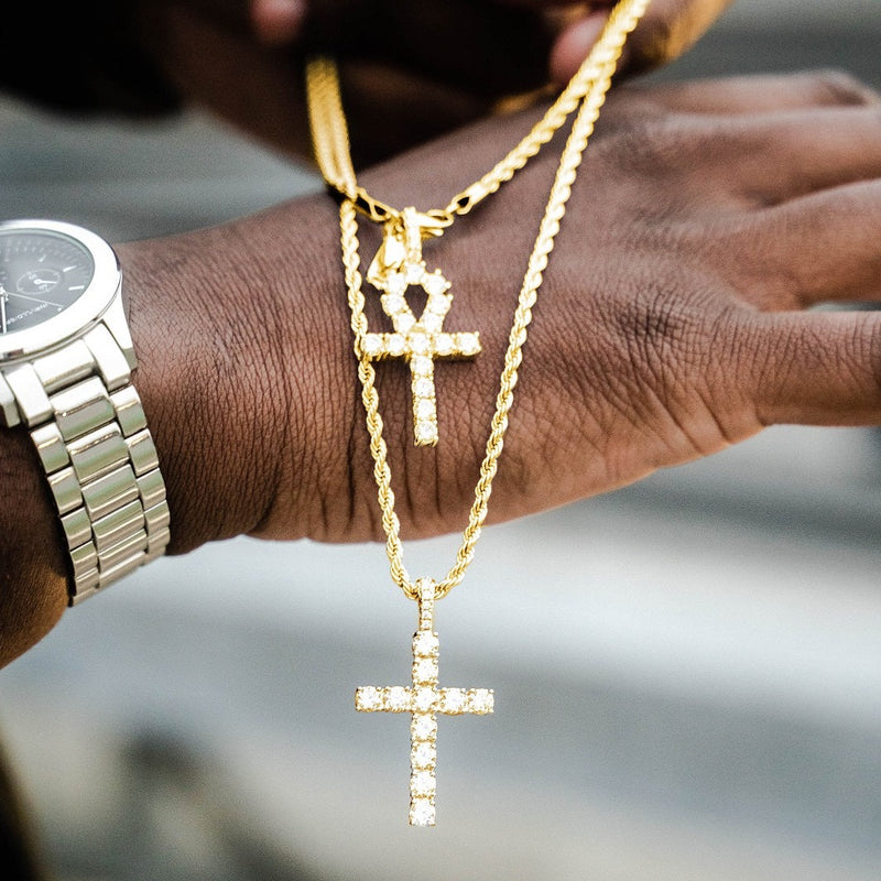 Gold Iced Ankh Cross Pendant - VIRAGE London, 30002012010000