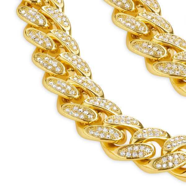 Gold Iced Cuban Chain 12mm - VIRAGE London, 10010002011218