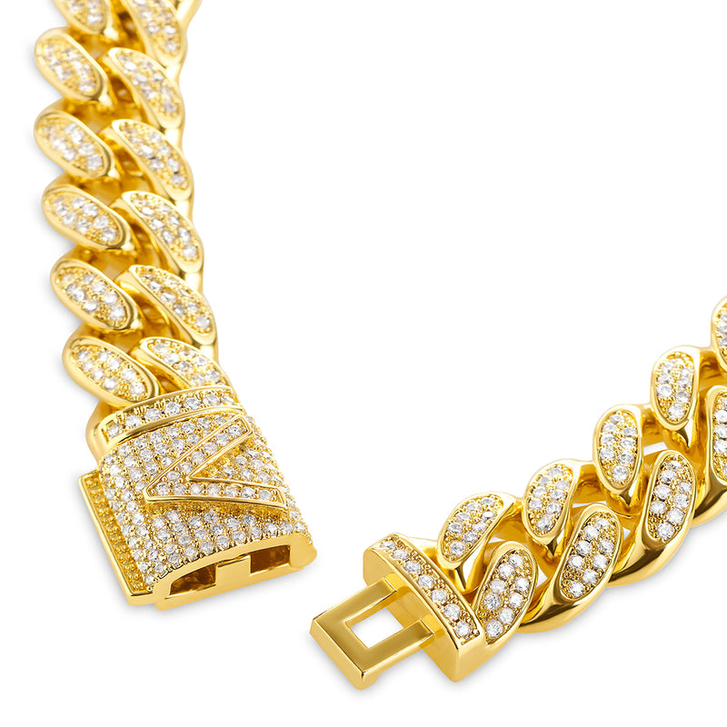 Gold Iced Cuban Chain 12mm - VIRAGE London, 10010002011218