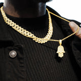 Gold Iced Prong Cuban Chain 14mm - VIRAGE London, 10020002011418