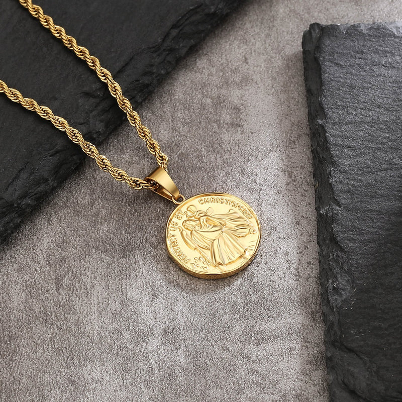 Gold St Christopher Pendant - VIRAGE London