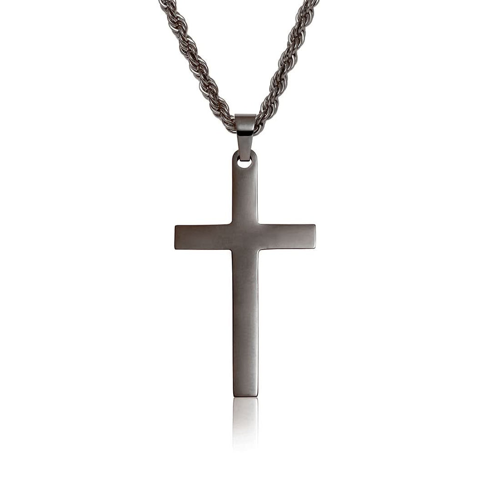 Cross Pendant Gun Metal | Men's Cross Necklace | VIRAGE London