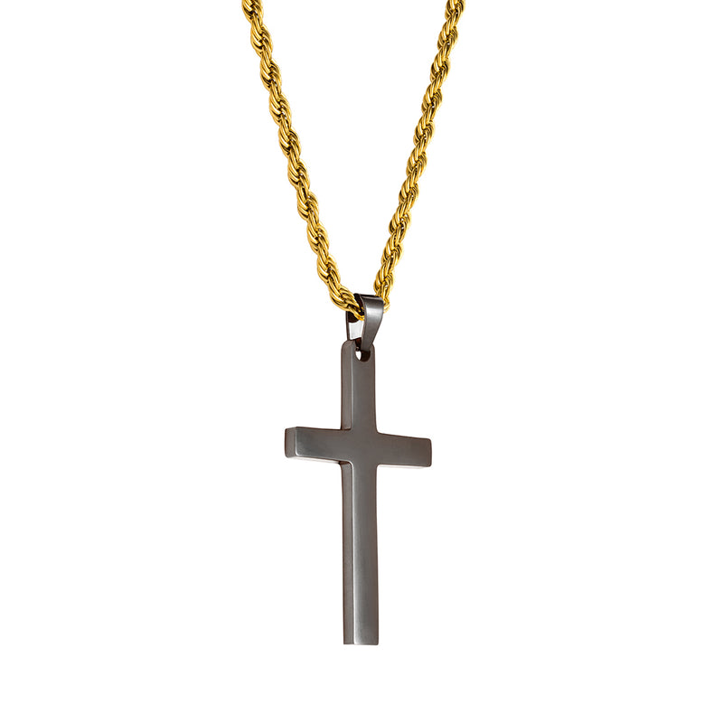 Gun Metal & Gold Cross Pendant - VRAGE London