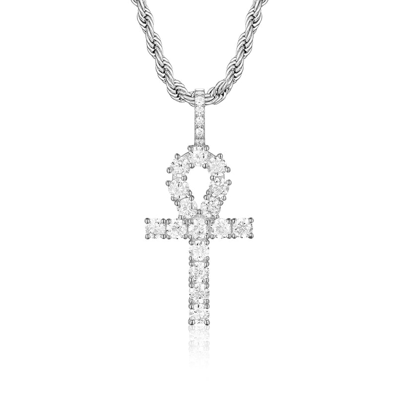 White Gold Iced Ankh Cross Pendant - VIRAGE London, 20002012030000