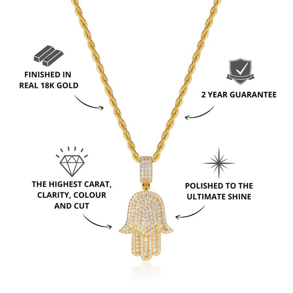 Gold Iced Hamsa Pendant - USP's - VIRAGE London, 20033002010000