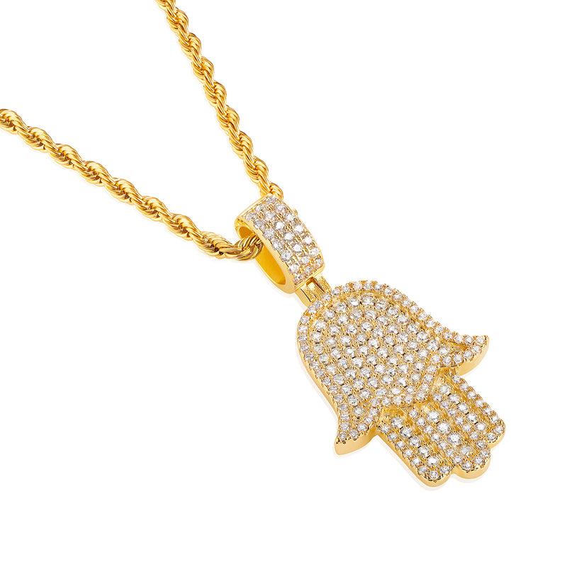 Gold Iced Hamsa Pendant - VIRAGE London, 20033002010000