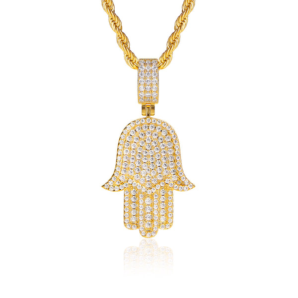 Gold Iced Hamsa Pendant - VIRAGE London, 20033002010000