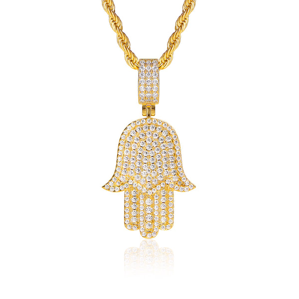 Gold Iced Hamsa Pendant - VIRAGE London, 20033002010000