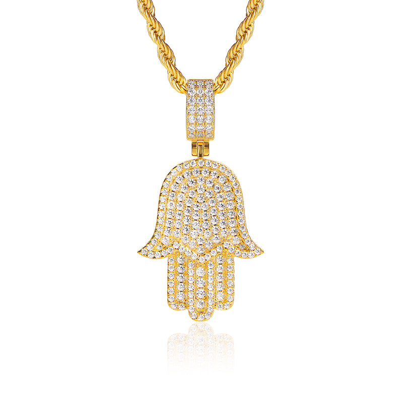 Gold Iced Hamsa Pendant - VIRAGE London, 20033002010000