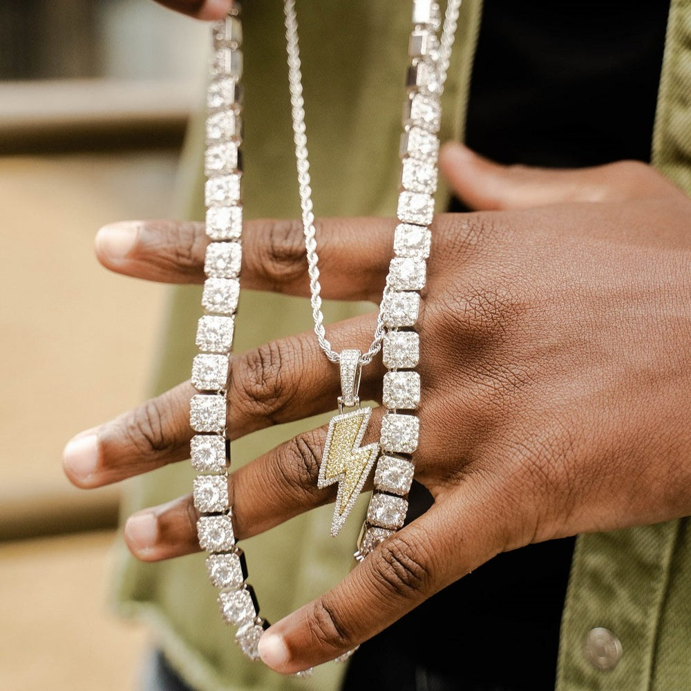 Men's Clustered Tennis Chain White Gold 10mm VIRAGE London