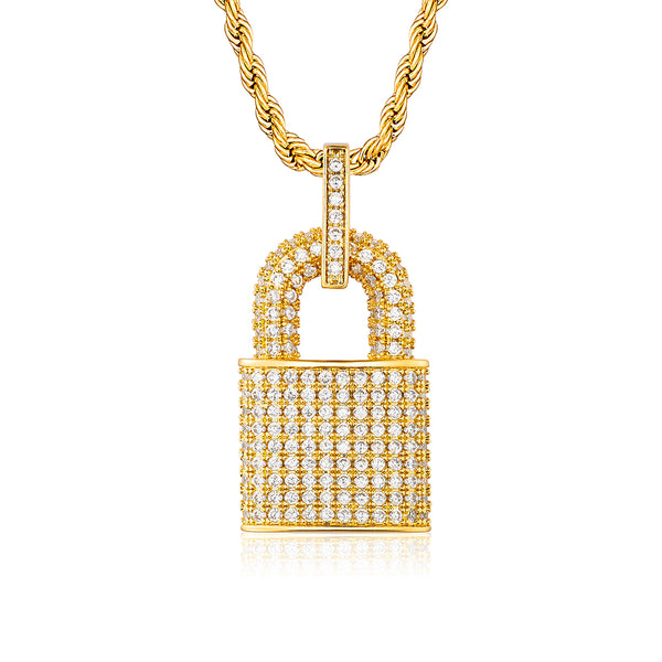 Gold Iced Padlock Pendant - VIRAGE London, 20032702010000