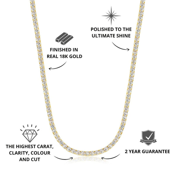 Iced Tennis Chain Gold 3mm - USP's - VIRAGE London, 10060002010418