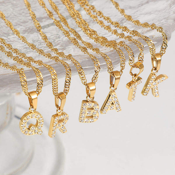 Icy Initial Necklace Gold - VIRAGE London